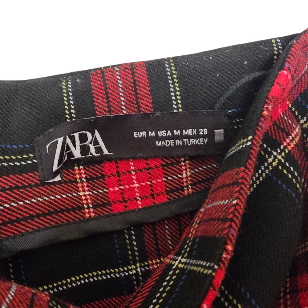 Zara Red and Black Plaid Mini Skirt - Picture 3 of 4